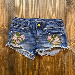 American Eagle Cutoff Shorts With Floral Design 0